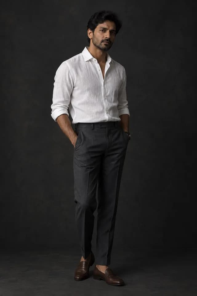 Linen shirt and trousers, ad